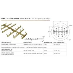 Crossfire By Warming Trends CFBCT-FLKV Match Light Round Tree-Style Brass Gas Fire Pit Burner Kit -Firepits Direct Store cfbct240 b 11 22