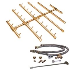 Crossfire By Warming Trends CFBCT-FLKV Match Light Round Tree-Style Brass Gas Fire Pit Burner Kit -Firepits Direct Store cfbct440lpfk2