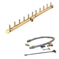 Crossfire By Warming Trends CFBL-FLKV Match Light Linear Brass Gas Fire Pit Burner Kit -Firepits Direct Store cfbl110ngfk1