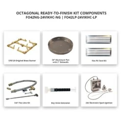 Crossfire By Warming Trends 42-Inch Octagonal Ready-to-Finish Fire Pit Enclosure With Gas Burner Kit -Firepits Direct Store fo42 24vikhc a 03 21