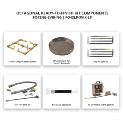 Crossfire By Warming Trends 42-Inch Octagonal Ready-to-Finish Fire Pit Enclosure With Gas Burner Kit -Firepits Direct Store fo42 3vik a 03 21