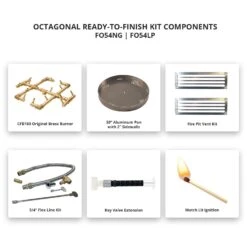 Crossfire By Warming Trends 54-Inch Octagonal Ready-to-Finish Fire Pit Enclosure With Gas Burner Kit -Firepits Direct Store fo54 matchlit a 03 21