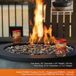 Kingsman FPB30T 30-Inch Round Match Light Gas Fire Bowl With Lava Rock -Firepits Direct Store fp2085 spec b 12 20