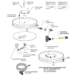 Kingsman FP2085T 20-Inch Round Push Button Spark Ignition Gas Fire Pit Burner Kit -Firepits Direct Store fp2085t config components a 02 22