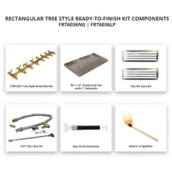 Crossfire By Warming Trends 60x36-Inch Rectangular Ready-to-Finish Fire Pit Enclosure With Tree-Style Gas Burner Kit -Firepits Direct Store frt6036 matchlit a 03 21