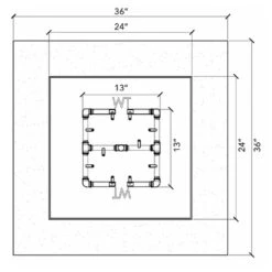 Crossfire By Warming Trends 60x60-Inch Square Ready-to-Finish Fire Pit Enclosure With Gas Burner Kit -Firepits Direct Store fs3636 spec a 03 21 11