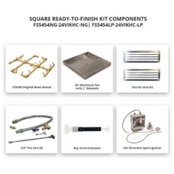 Crossfire By Warming Trends 54x54-Inch Square Ready-to-Finish Fire Pit Enclosure With Gas Burner Kit -Firepits Direct Store fs5454 24vikhc a 03 21