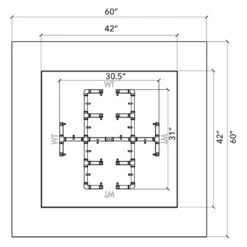 Crossfire By Warming Trends 60x60-Inch Square Ready-to-Finish Fire Pit Enclosure With Gas Burner Kit -Firepits Direct Store fs6060 spec a 03 21