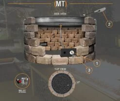 Firegear FPB-SFBSMTN Match Light Gas Fire Pit Burner Kit With Square Flat Pan & Stainless Steel Burning Spur -Firepits Direct Store mt side view