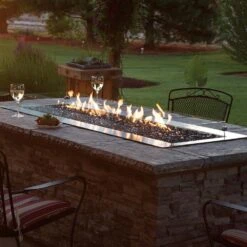Carol Rose By Empire OL60TP18 60-Inch Outdoor Linear Gas Fire Pit, Battery-Powered Spark Ignition, Multicolor LED Lighting