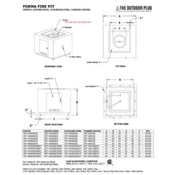 TOP Fires By The Outdoor Plus Forma 60x60-Inch Square Stainless Steel Gas Fire Pit -Firepits Direct Store opt 30sqxx specs a 08 21 2
