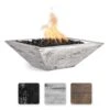TOP Fires By The Outdoor Plus Maya 30-Inch Square Wood Grain Concrete Gas Fire Bowl -Firepits Direct Store opt 30swgfo config a 06 20