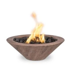 TOP Fires By The Outdoor Plus Cazo 32-Inch Round Wood Grain Concrete Gas Fire Bowl -Firepits Direct Store opt 31rwgfw oak a 06 20