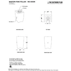 TOP Fires By The Outdoor Plus OPT-BSTON20xx Baston Concrete Fire Pillar -Firepits Direct Store opt bston20 specs a 11 21