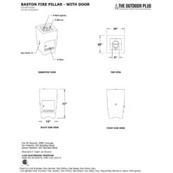 TOP Fires By The Outdoor Plus OPT-BSTON20xx Baston Concrete Fire Pillar -Firepits Direct Store opt bston20ad specs a 11 21