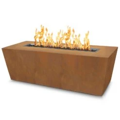 TOP Fires By The Outdoor Plus Mesa 84x24-Inch Linear Corten Steel Gas Fire Pit