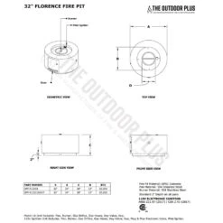 TOP Fires By The Outdoor Plus Florence 32-Inch Mini Concrete Gas Fire Pit 24 TOP Fires By The Outdoor Plus Florence 32-Inch Mini Concrete Gas Fire Pit -Firepits Direct Store opt fl3218 specs a 09 21