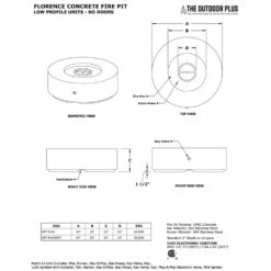 TOP Fires By The Outdoor Plus Florence 42-Inch Low Proile Concrete Gas Fire Pit -Firepits Direct Store opt fl4x specs a 09 21