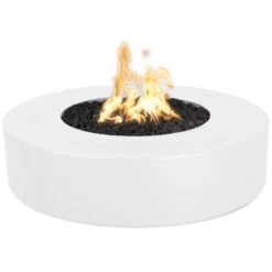 TOP Fires By The Outdoor Plus Florence 42-Inch Round Powder Coated Steel Gas Fire Pit -Firepits Direct Store opt flpc42 wht a 09 21