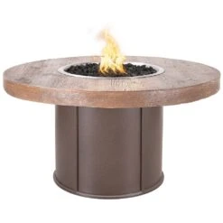 TOP Fires By The Outdoor Plus Fresno 43-Inch Round Wood Grain Concrete And Steel Gas Fire Table -Firepits Direct Store opt frs43 oak jav a 09 21