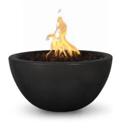 TOP Fires By The Outdoor Plus Luna Round Concrete Gas Fire Bowl -Firepits Direct Store opt lunfo30 blk a 07 21
