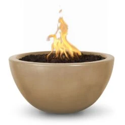 TOP Fires By The Outdoor Plus Luna Round Concrete Gas Fire Bowl -Firepits Direct Store opt lunfo30 brn a 07 21