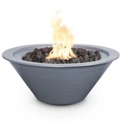 TOP Fires By The Outdoor Plus Cazo Round Powder Coat Gas Fire Bowl -Firepits Direct Store opt r24pcfo gry a 07 21