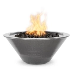 TOP Fires By The Outdoor Plus Cazo Round Powder Coat Gas Fire Bowl -Firepits Direct Store opt r24pcfo slv a 07 21