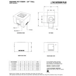 The Outdoor Plus OPT-S84 Ready-to-Finish Square Fire Pit Kit, 84x84-Inch -Firepits Direct Store opt s36drpb specs a 11 21 2