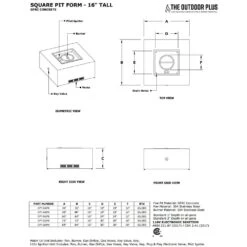 The Outdoor Plus OPT-S84 Ready-to-Finish Square Fire Pit Kit, 84x84-Inch -Firepits Direct Store opt s36pb specs a 11 21 2