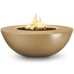 TOP Fires By The Outdoor Plus Sedona Wide Ledge Concrete Gas Fire Pit -Firepits Direct Store opt sedwl48 brn a 09 21