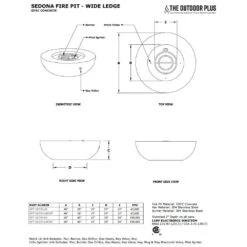 TOP Fires By The Outdoor Plus Sedona Wide Ledge Concrete Gas Fire Pit -Firepits Direct Store opt sedwlxx specs a 09 21