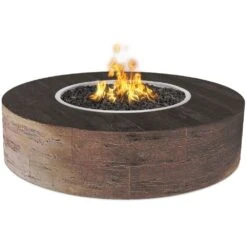 TOP Fires By The Outdoor Plus Sequoia 16-Inch Tall Round Wood Grain Concrete Gas Fire Pit 14 TOP Fires By The Outdoor Plus Sequoia 16-Inch Tall Round Wood Grain Concrete Gas Fire Pit -Firepits Direct Store opt seq42lw oak a 09 21