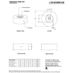 TOP Fires By The Outdoor Plus Sequoia 16-Inch Tall Round Wood Grain Concrete Gas Fire Pit 13 TOP Fires By The Outdoor Plus Sequoia 16-Inch Tall Round Wood Grain Concrete Gas Fire Pit -Firepits Direct Store opt seqlw specs a 09 21