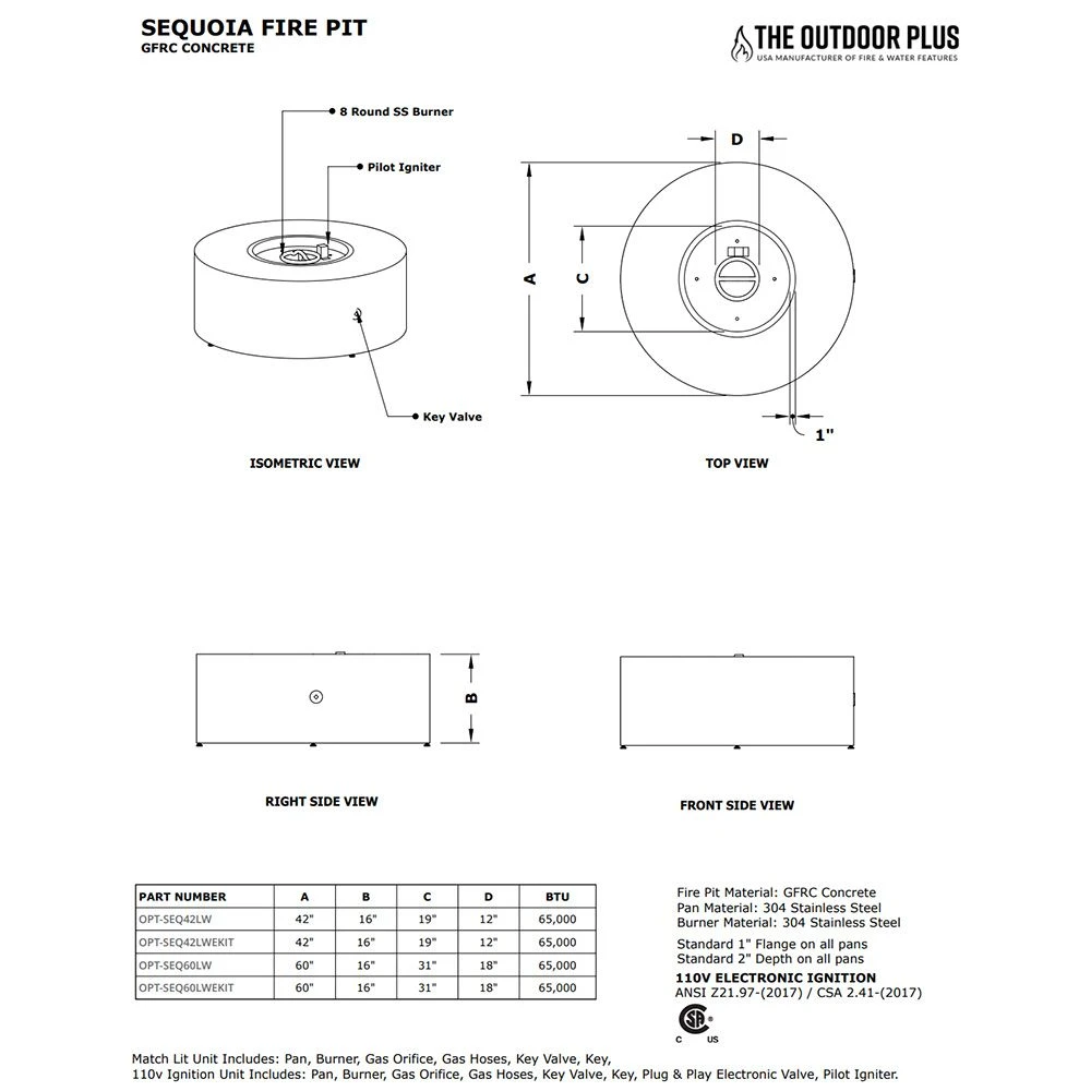 TOP Fires By The Outdoor Plus Sequoia 16-Inch Tall Round Wood Grain Concrete Gas Fire Pit 6 TOP Fires By The Outdoor Plus Sequoia 16-Inch Tall Round Wood Grain Concrete Gas Fire Pit - Image 4