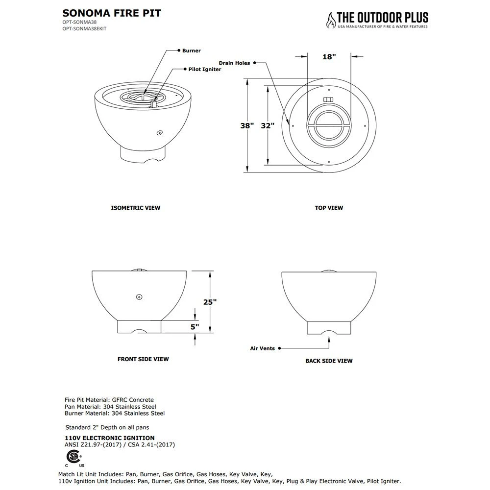 TOP Fires By The Outdoor Plus Sonoma 38-Inch Round Concrete Gas Fire Pit 5 TOP Fires By The Outdoor Plus Sonoma 38-Inch Round Concrete Gas Fire Pit - Image 3