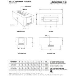 The Outdoor Plus OPT-UCTDR96PB Ready-to-Finish Catalina Rectangle Fire Pit Kit, 96x36-Inch -Firepits Direct Store opt uctdr60pb spec a 11 21 4