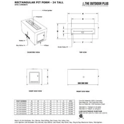 The Outdoor Plus OPT-UFRT96 Ready-to-Finish Rectangle Fire Pit Kit, 96x24-Inch -Firepits Direct Store opt ufrt48drpb specs a 11 21