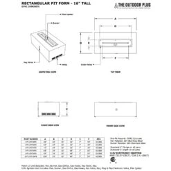 The Outdoor Plus OPT-UFRT96 Ready-to-Finish Rectangle Fire Pit Kit, 96x24-Inch -Firepits Direct Store opt ufrt48pb specs a 11 21