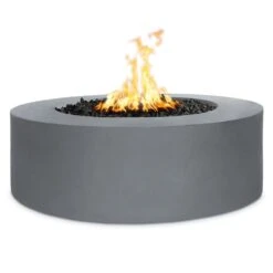 TOP Fires By The Outdoor Unity 60x18-Inch Round Powder Coated Steel Gas Fire Pit -Firepits Direct Store opt unypc48 gry a 09 21 2