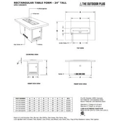 The Outdoor Plus OPT-URST10816 Ready-to-Finish Rectangle Fire Pit Table Kit, 108x36-Inch 11 The Outdoor Plus OPT-URST10816 Ready-to-Finish Rectangle Fire Pit Table Kit, 108x36-Inch -Firepits Direct Store opt urst48drpb specs a 11 21 4