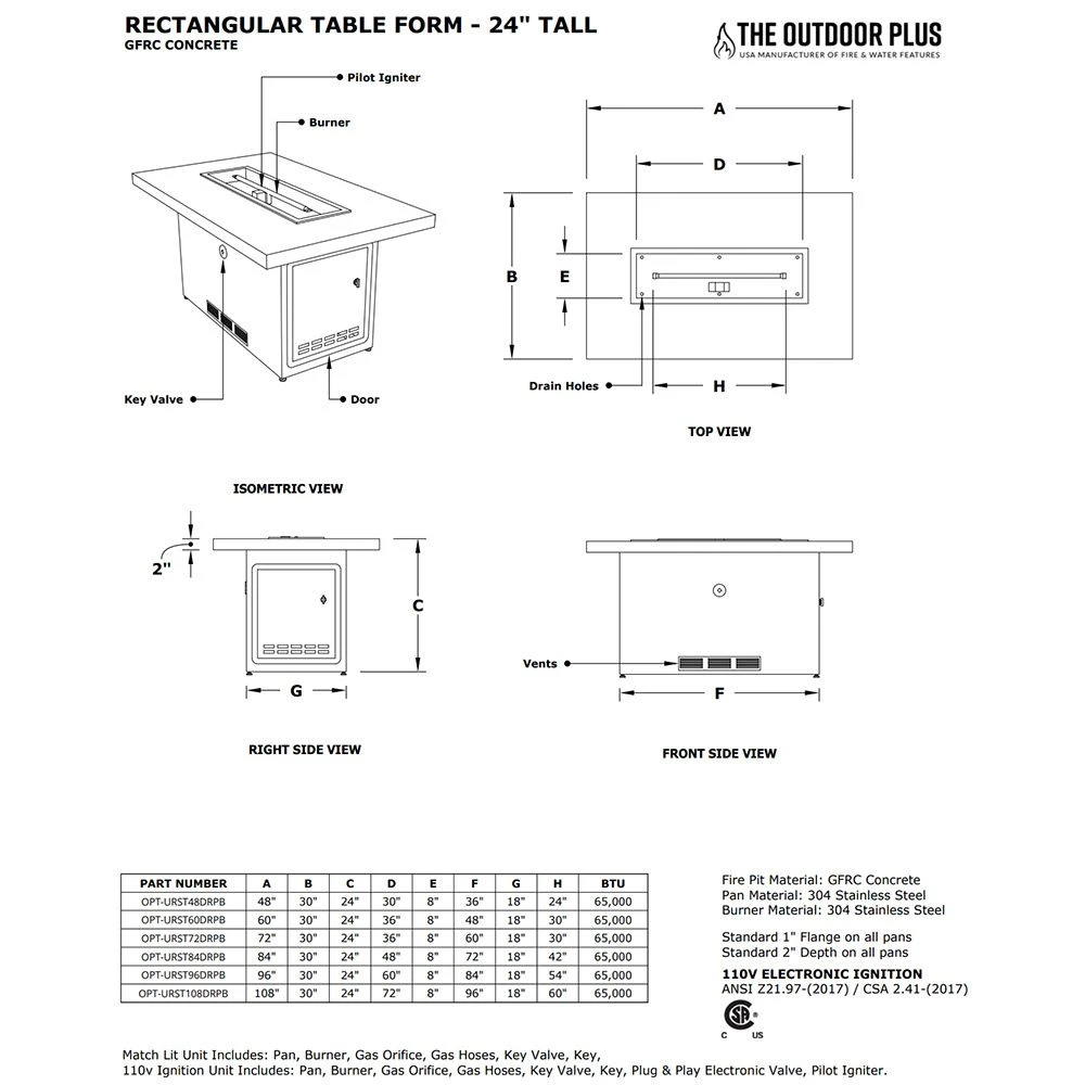 The Outdoor Plus OPT-URST10816 Ready-to-Finish Rectangle Fire Pit Table Kit, 108x36-Inch 7 The Outdoor Plus OPT-URST10816 Ready-to-Finish Rectangle Fire Pit Table Kit, 108x36-Inch - Image 5