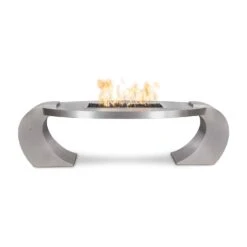 TOP Fires By The Outdoor Plus Vernon 86x24-Inch Oval Stainless Steel Gas Fire Pit
