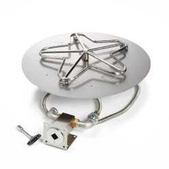 HPC Fire TOR-RFP-MLFPK-FLEX Match Light Gas Fire Pit Kit With Round Flat Pan And Torpedo Burner