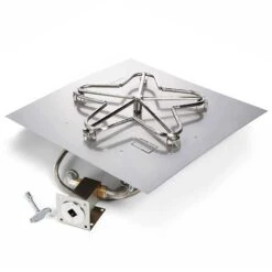 HPC Fire TOR-SFP-MLFPK-SQ-FLEX Match Light Gas Fire Pit Kit With Square Flat Pan And Torpedo Burner