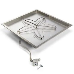 HPC Fire TOR-SFP-MLFPK-SQBL-FLEX Match Light Gas Fire Pit Kit With Square Bowl Pan And Torpedo Burner