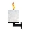 Grand Effects SQxxW16 16x16-Inch Square Wall Mount White Quartz Stone Candelere With Electronic Ignition & LED Lights -Firepits Direct Store square candelere b 07 20