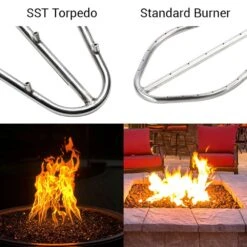 HPC Fire TOR-SFP-MLFPK-SQBL-FLEX Match Light Gas Fire Pit Kit With Square Bowl Pan And Torpedo Burner -Firepits Direct Store tor penta b 06 22 2