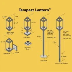 Tempest Torch Gas Lantern Torch Head With Pillar Mount Assembly -Firepits Direct Store tt lantern spec a 04 21 2